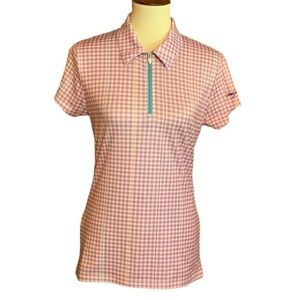 Alexander Julian purple gingham plaid cycling / biking shirt Size Large